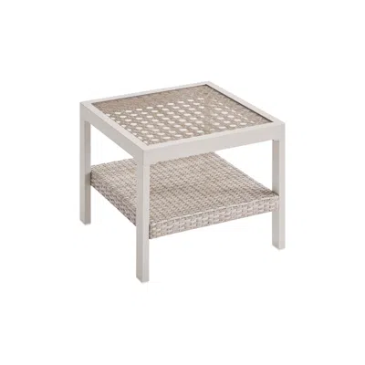 Breebe Sencillo Collection - Outdoor Steel Glass Side Table, Bone Color In Neutral