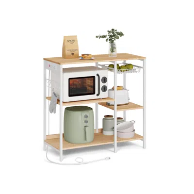 Breebe Baker's Rack With Charging Station In White