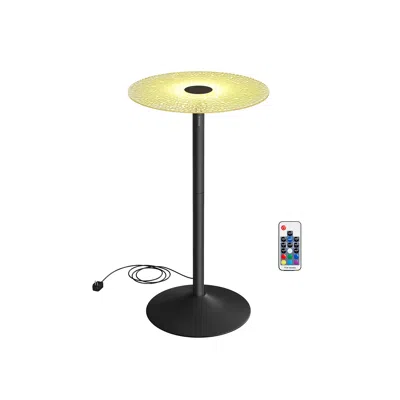 Breebe Round Cocktail Table With Multi-colored Lights And Glass Top In Black