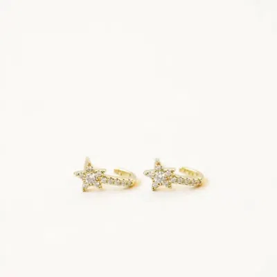 Jaxkelly Celestial Pave Star Huggie Earring In Gold
