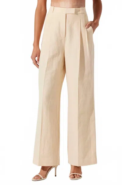 Astr Bryony Linen Blend Pleated Pants In Cream In Neutral