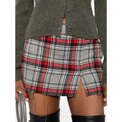 R13 Plaid Frayed Mini Skirt In Multi