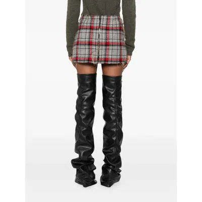 R13 Plaid Frayed Mini Skirt In Multi