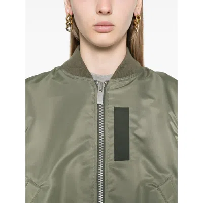 Sacai Khaki Nylon Twill Bomber Jacket In Green
