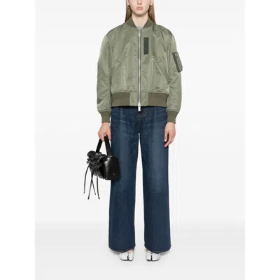 Sacai Khaki Nylon Twill Bomber Jacket In Green