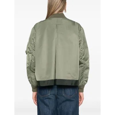 Sacai Khaki Nylon Twill Bomber Jacket In Green
