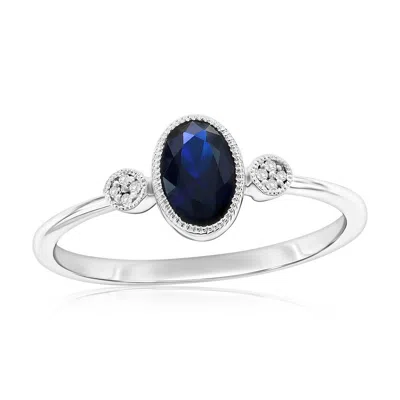 Simona Sterling Silver, Lab-grown Sapphire And Natural Diamond Ring