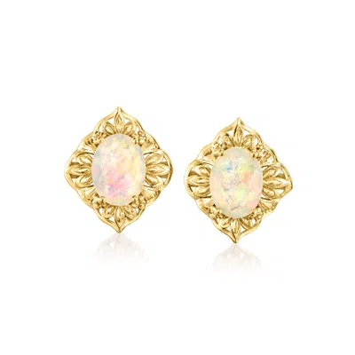 Ross-simons Opal Marquise-shaped Earrings In 18kt Gold Over Sterling