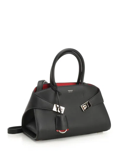 Ferragamo Hug Small Top Handle Bag Handbags Black In Black
