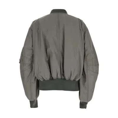 Attico Grey Bomber Jacket With Front Zip Closure And One Zipped Pocket On The Sleeve In Green