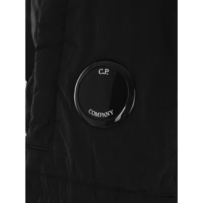C.p. Company Oversized Zip-front Rain Jacket With Quilted Texture In Black