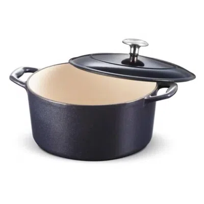 Hivvago Round 5.5 Quart Dark Blue Enameled Oven Safe Cast Iron Dutch Oven With Lid In Blue