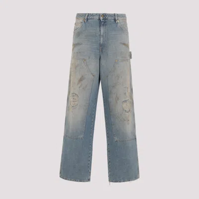Golden Goose Light Blue Jeans With Sand Wash Distressed Effect In Blue