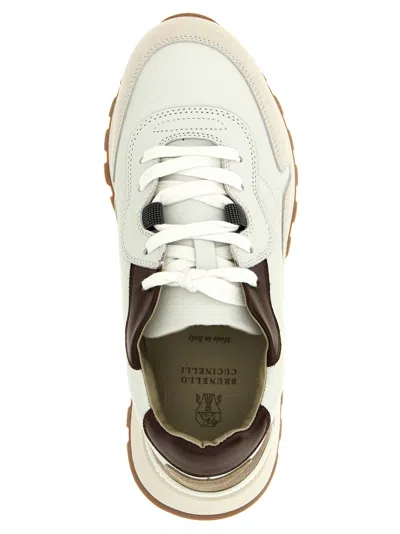 Brunello Cucinelli Leather Sneakers Featuring Padded Ankle And Rubber Sole