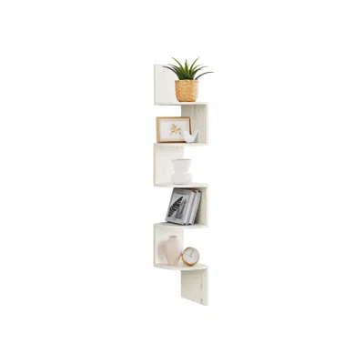 Breebe 5-tier Corner Shelf Wall Mount - Rustic White In White