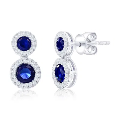 Simona Sterling Silver, Lab-grown Sapphire And Natural Diamond Earrings - 0.89ct