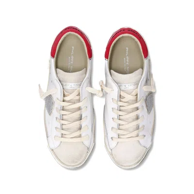 Philippe Model Distressed Leather Low-top Sneakers In White