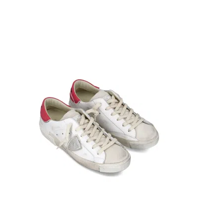 Philippe Model Distressed Leather Low-top Sneakers In White