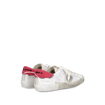 Philippe Model Distressed Leather Low-top Sneakers In White