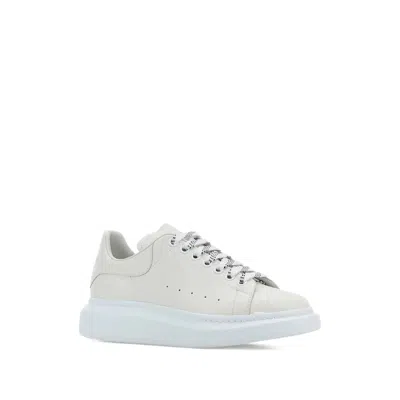 Alexander Mcqueen Chalk Leather Sneakers With Chalk Leather Heel In White
