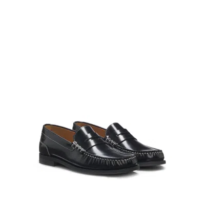 Hugo Boss Leather Moccasins With Penny Trim
