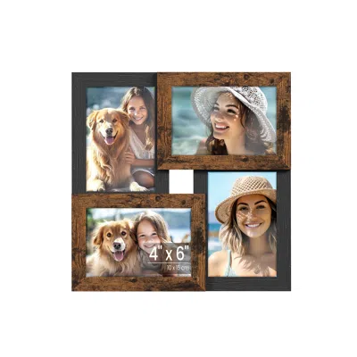 Breebe 4 X 6 Collage Picture Frames, Set Of 4 - Ash Black+rustic Brown In Brown