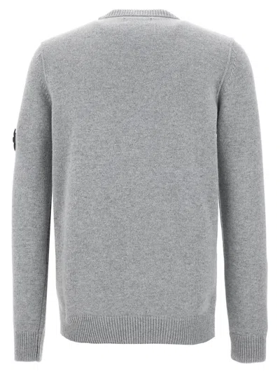 Stone Island Lightweight Wool Crew Neck Sweater With Raglan Sleeves Clothing In Gray