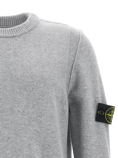 Stone Island Lightweight Wool Crew Neck Sweater With Raglan Sleeves Clothing In Gray