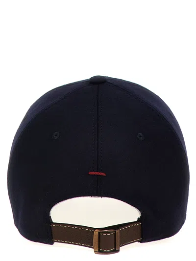 Brunello Cucinelli Logo-embroidered Flannel Cap In Blue