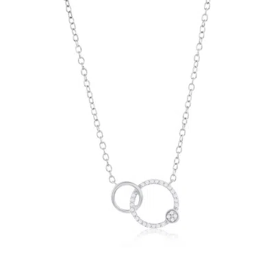 Simona Sterling Silver Double Circle Diamond Necklace