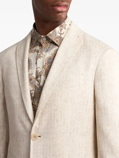 Etro Patterned Blazer With Pockets And Lapel In Neutral