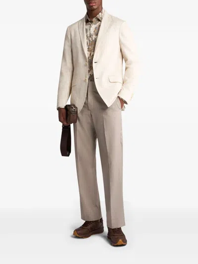 Etro Patterned Blazer With Pockets And Lapel In Neutral