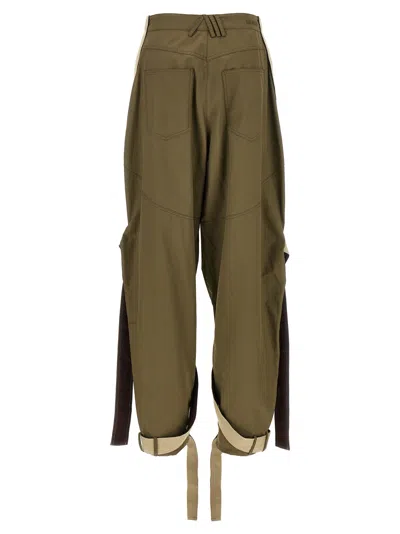 Attico Cargo Trousers With Strap And Pocket In Green