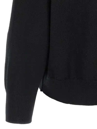 Brunello Cucinelli Cropped Sweater With Crew Neck And Decorative Detail In Black