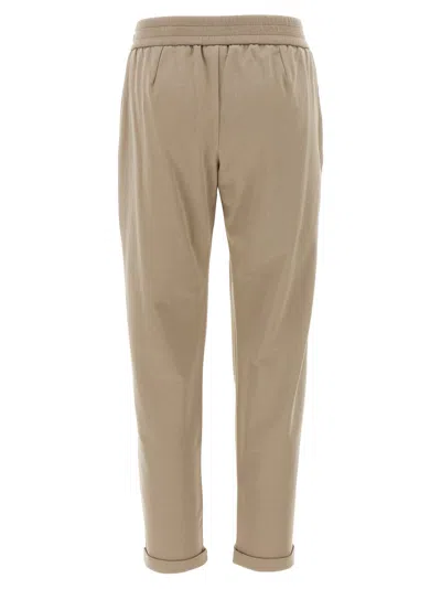 Brunello Cucinelli Elastic Waistband Rolled Cuffs Side Pockets In Brown