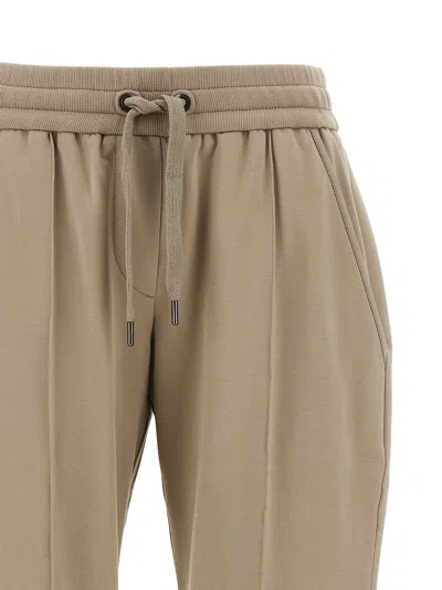 Brunello Cucinelli Elastic Waistband Rolled Cuffs Side Pockets In Brown