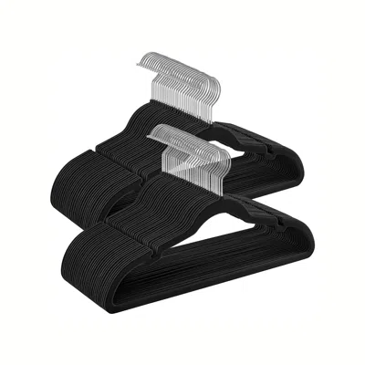 Breebe Velvet Hangers 60 Pack, Non-slip Clothes Hangers - Ink Black In Black