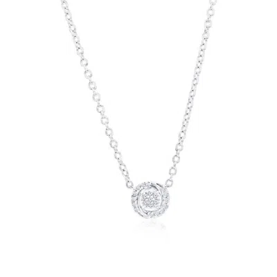 Simona Sterling Silver Round Halo Diamond Necklace