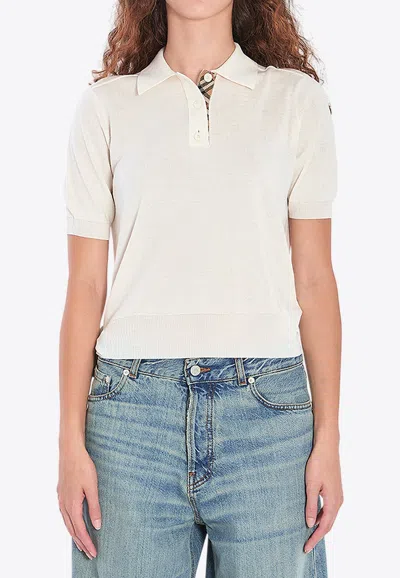 Burberry Short-sleeved Wool Polo T-shirt In White