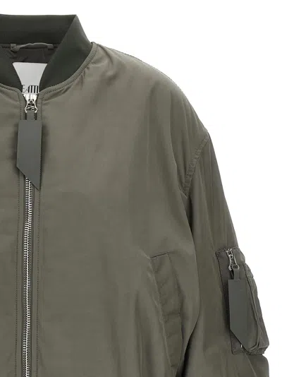Attico Green Bomber Jacket With Zip Pocket On The Sleeve In Tech Fabric Woman In Green