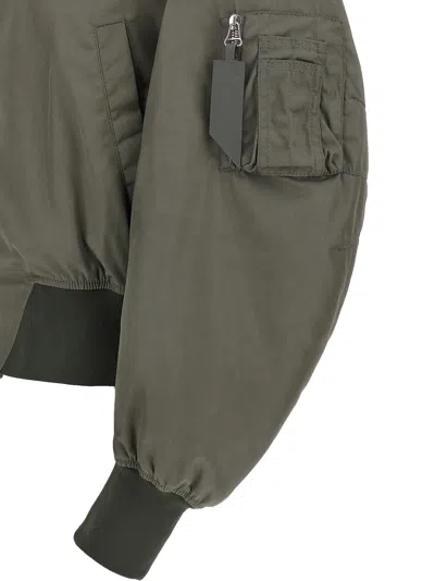 Attico Green Bomber Jacket With Zip Pocket On The Sleeve In Tech Fabric Woman In Green