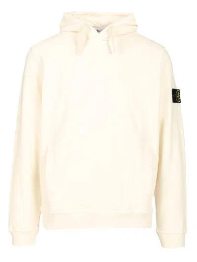 Stone Island Brushed Organic Cotton Fleece Hoodie Clothing In Nude