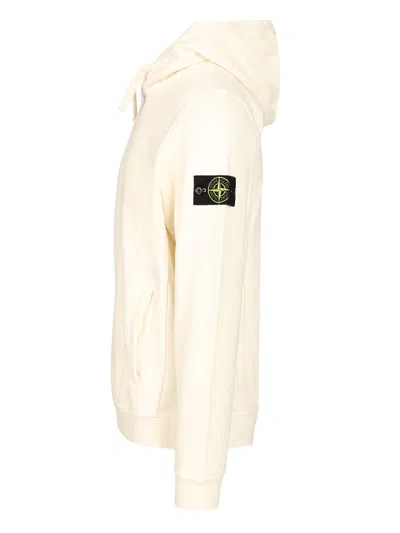 Stone Island Brushed Organic Cotton Fleece Hoodie Clothing In Nude