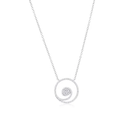 Simona Sterling Silver Circle Wave Diamond Necklace