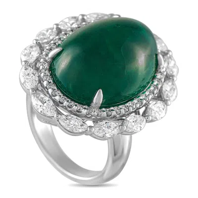 Lb Exclusive 18k White Gold 2.75ct Diamond And Emerald Ring Mf03-061725