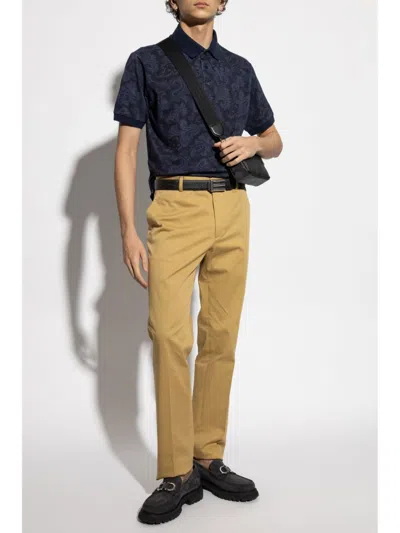 Etro Paisley-print Cotton Polo Shirt In Blue