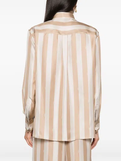 Fendi Beige Pequin-stripe Silk Shirt