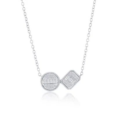 Simona Sterling Silver Round & Emerald-cut Diamond Necklace