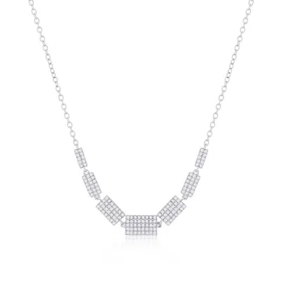 Simona Sterling Silver Rectangle Graduating Diamond Necklace