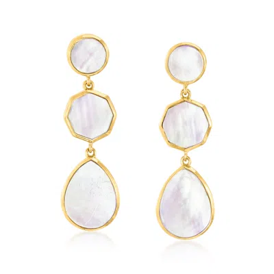 Ross-simons Mother-of-pearl Geometric Drop Earrings In 18kt Gold Over Sterling